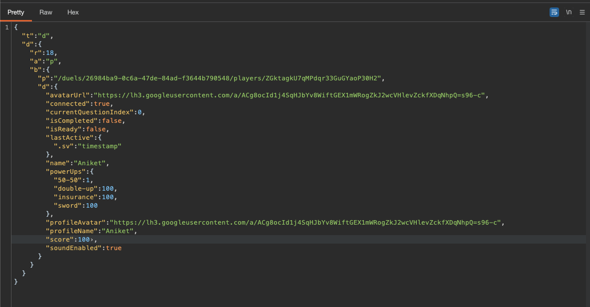 Client-authoritative websocket payload modification